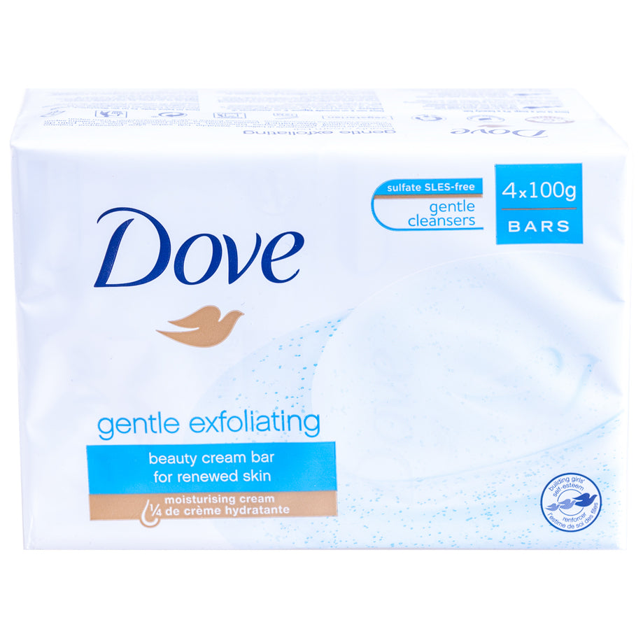 Dove Gentle Exfoliating Beauty Cream Bar For Renewed Skin, 4x100g Bars