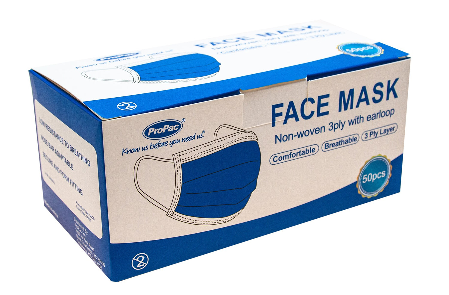 ProPac Face Mask Non-woven 3 Ply with Earloop (50pcs)