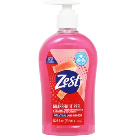 Zest Liquid Hand Soap, Antibacterial, Grapefruit Peel & Guarana 11.25 fl oz