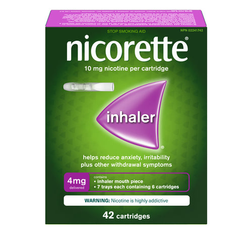 Nicorette Nicotine Inhaler Refills 4 mg 42 cartridges