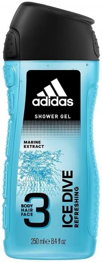 adidas Men's Ice Dive 3 in 1 Shower Gel, 250 ml