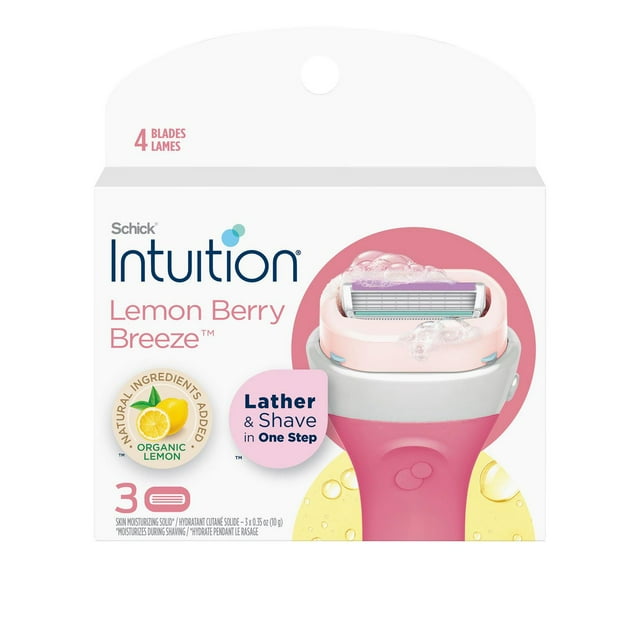 Schick Intuition Lemon Berry Breeze Razor Refill, 3 Razor Refills