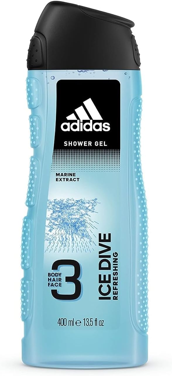 adidas Men's Ice Dive 3 in 1 Shower Gel, 400ml