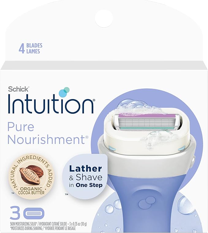 Schick Intuition Pure Nourishment Razor Refill, 3 Razor Refills