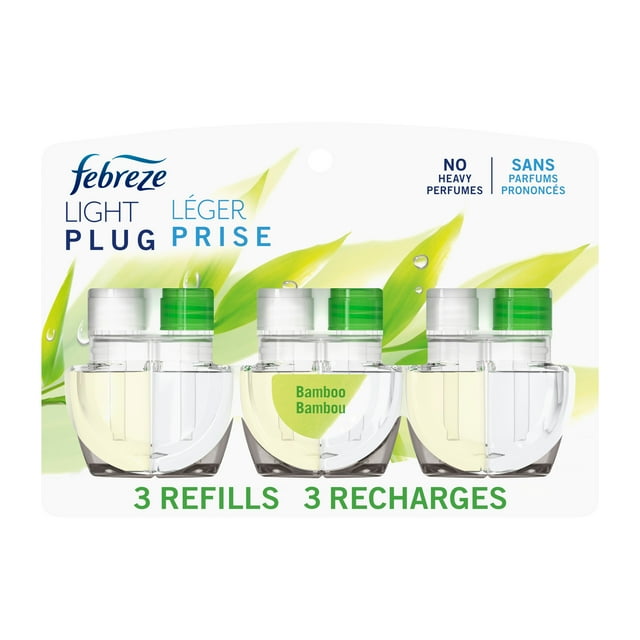 Febreze Plug In Air Freshener Light Bamboo Scent 3 Refills 2.63 fl oz