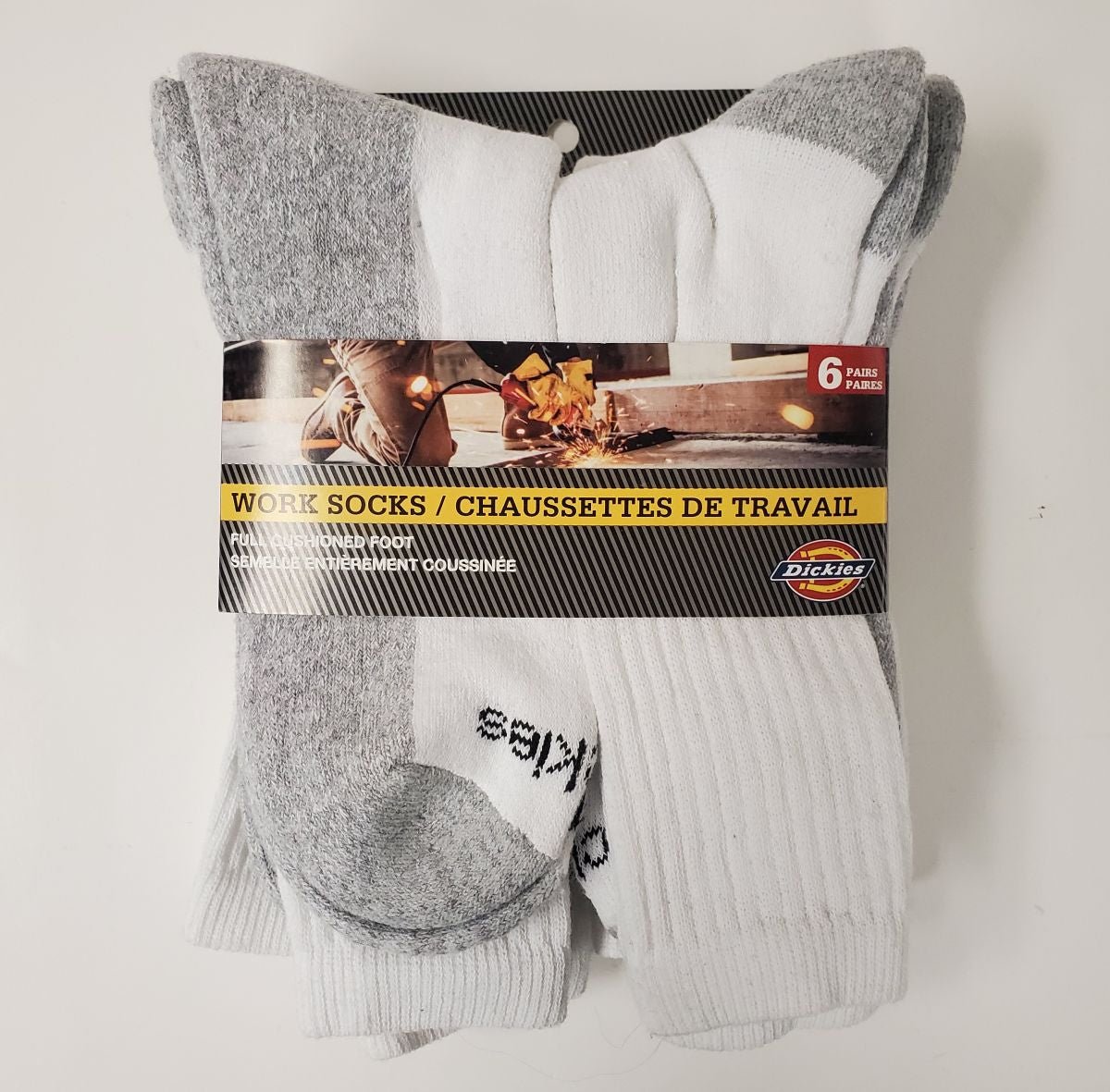 Dickies Men’s Work Socks White & Grey 6pk