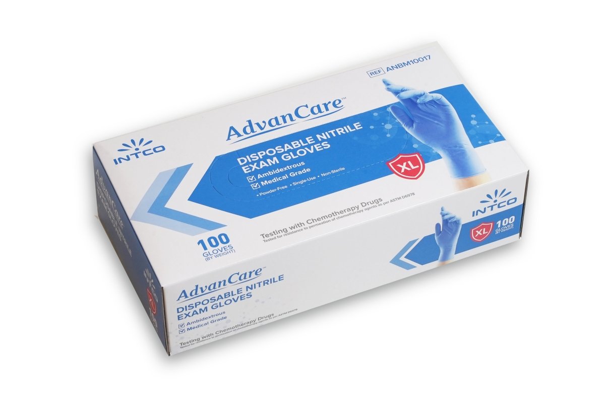 AdvanCare Blue Nitrile Gloves: Medical, Dental & Lab Protection, Size XL