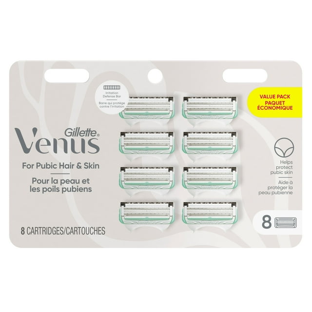 Gillette Venus for Pubic Hair and Skin Women's Razor Blades 8 Refills