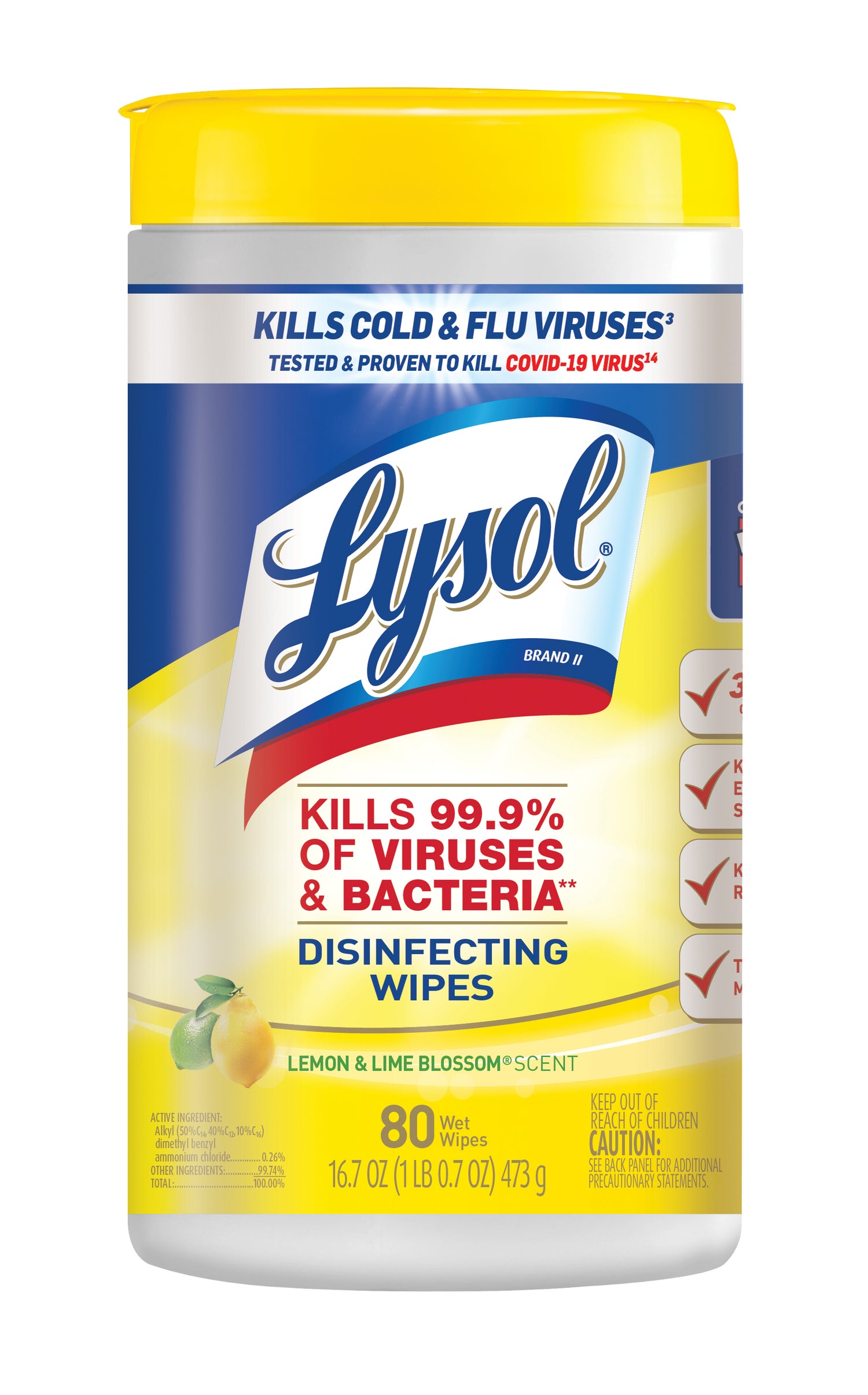 Lysol Disinfecting Wipes Lemon & Lime Blossom - 80 Wet Wipes