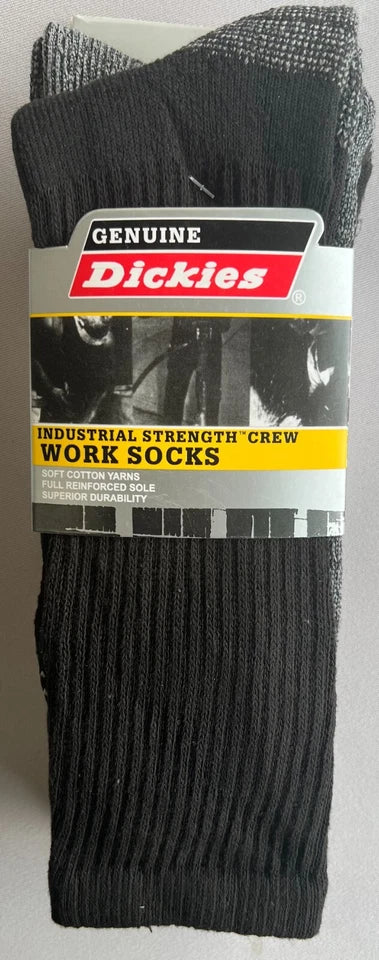 Dickies Genuine Industrial Strength Crew Silver Series  Socks, 3 Pair, Shoe Size 6-12